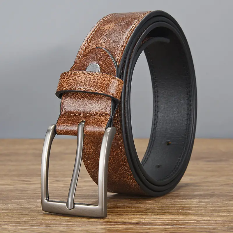 Men's Brown Croc Leather Belt with Silver Buckle 2026 - Image 4