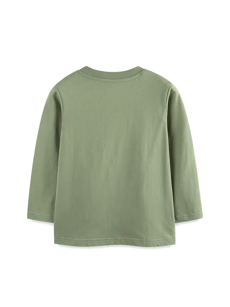 Boy's Long Sleeve T-Shirt Green Cartoon Print