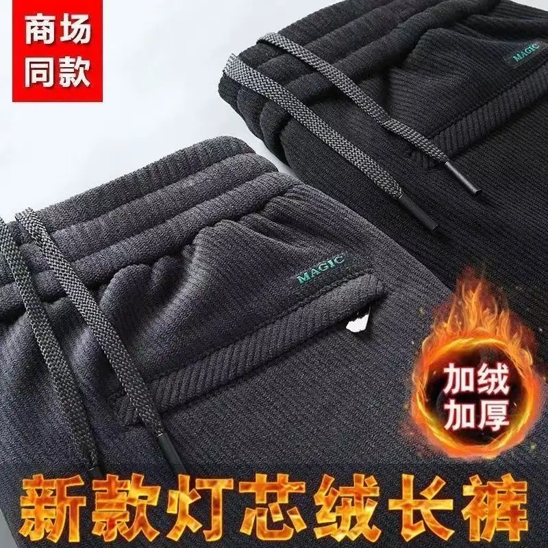 Men's Dark Blue Corduroy Pants Thick Fleece Lined Winter Casual - Image 23