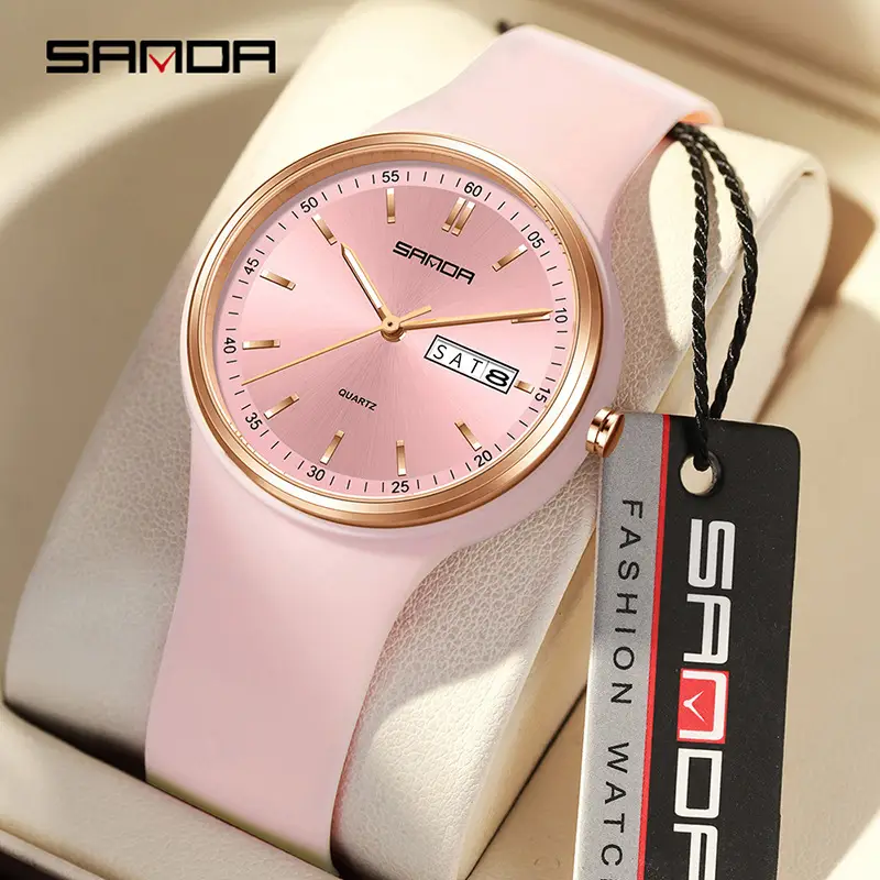 Sanda White Quartz Watch with Double Calendar & Waterproof - Image 11