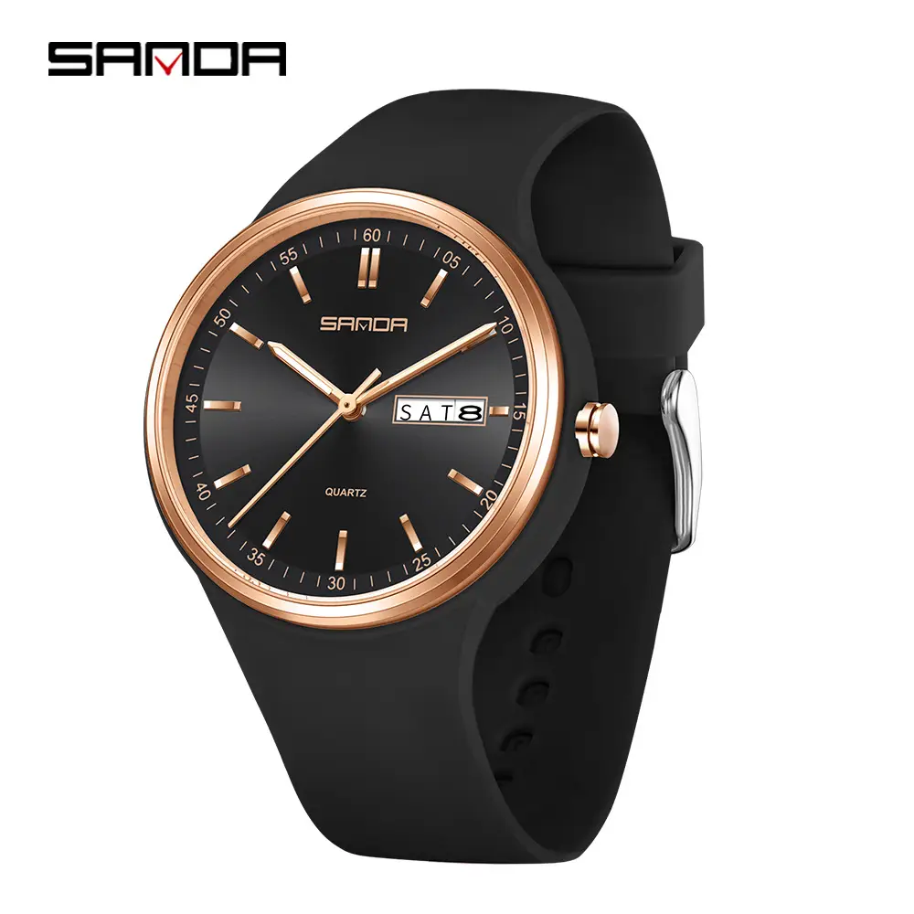 Sanda White Quartz Watch with Double Calendar & Waterproof - Image 7