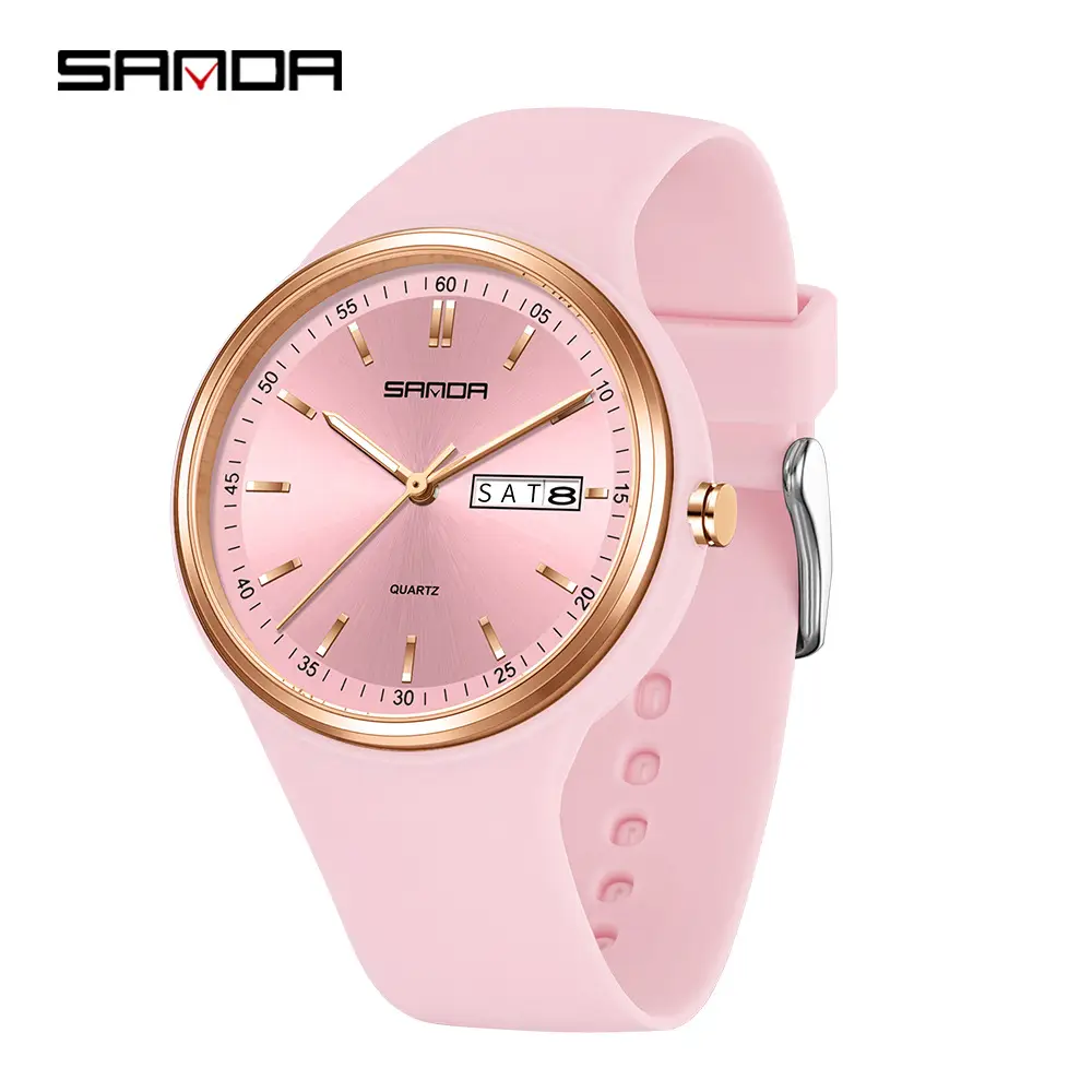 Sanda Quartz Watch Black Silicone Strap Waterproof Unisex - Image 4