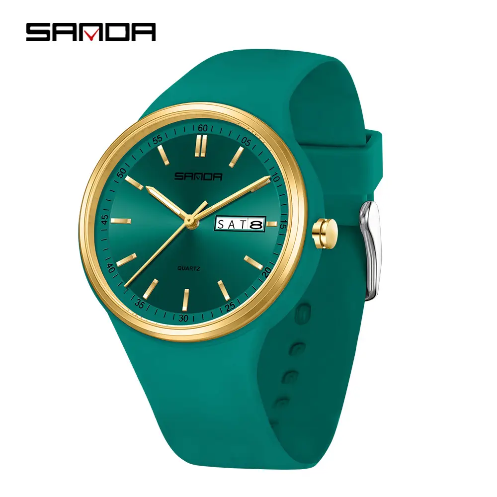 Sanda Quartz Watch Black Silicone Strap Waterproof Unisex - Image 6