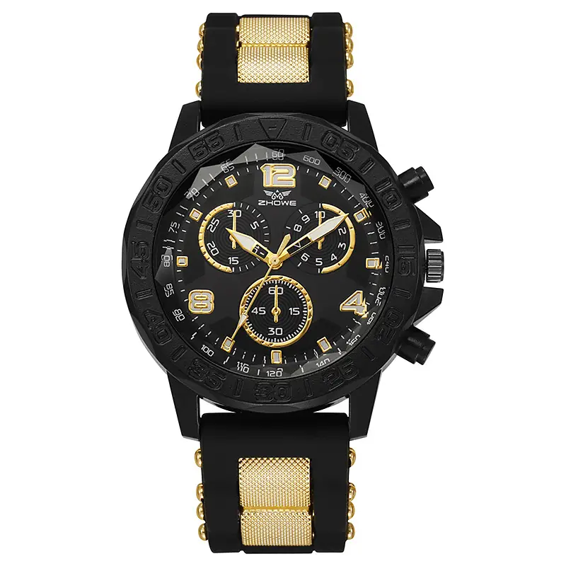 Men's Black Chronograph Watch with Rose Gold Strap — feature 10