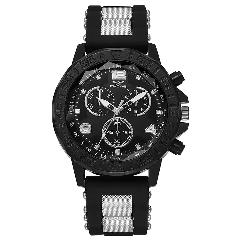 Men's Black Chronograph Watch with Rose Gold Strap - Image 3