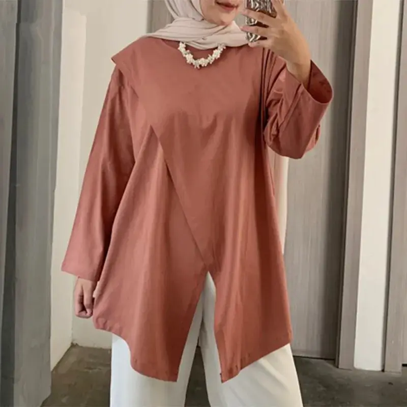 Muslim Ethnic Long Sleeve Tunic Brown Cross Border - Image 3