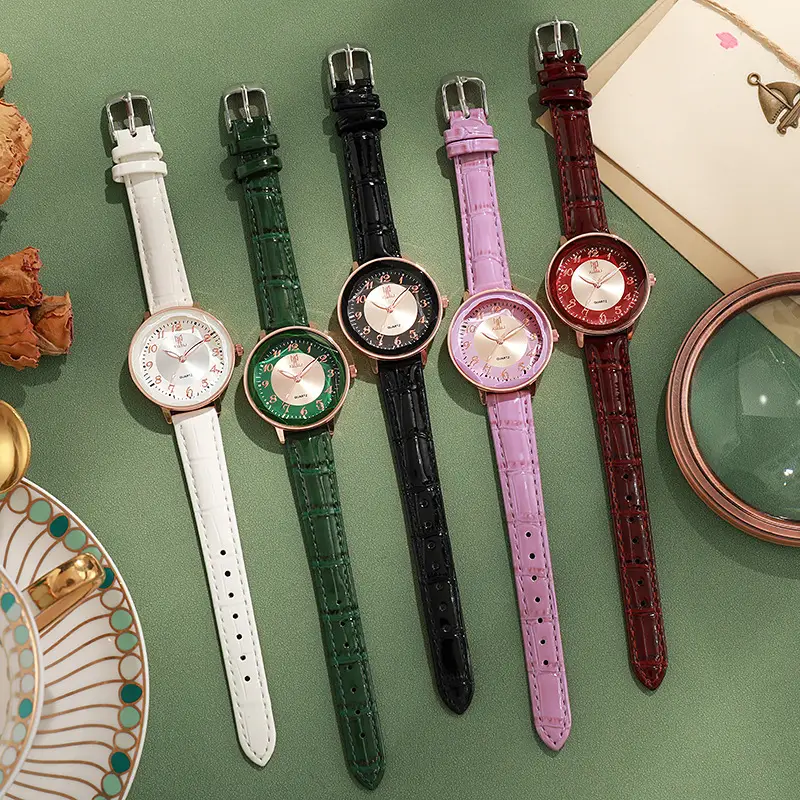 Women's Rose Gold Digital Quartz Watch with White Strap — feature 2