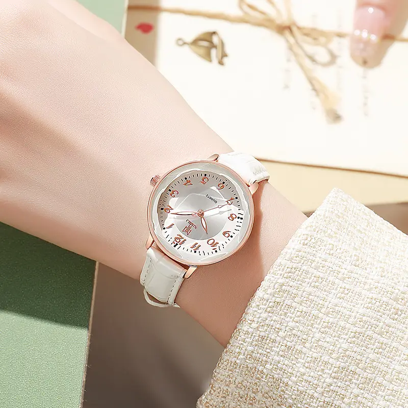 Women's Rose Gold Digital Quartz Watch with White Strap — feature 4