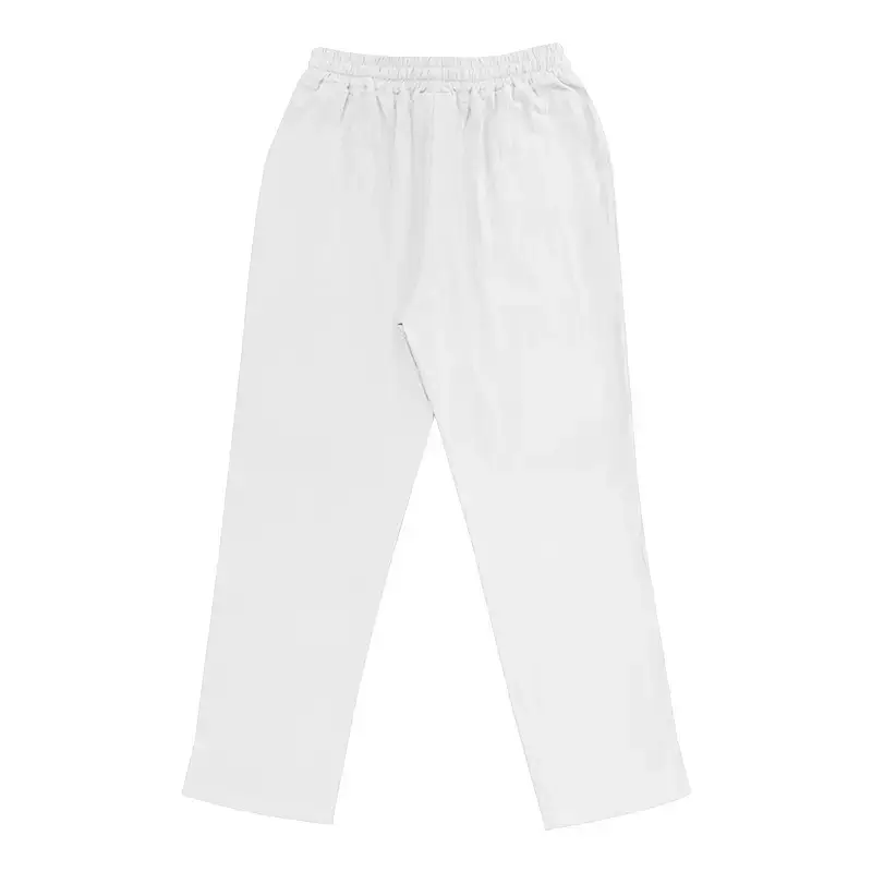 Men's White Hip-hop Casual Trousers Cotton Linen Loose Fit — feature 25