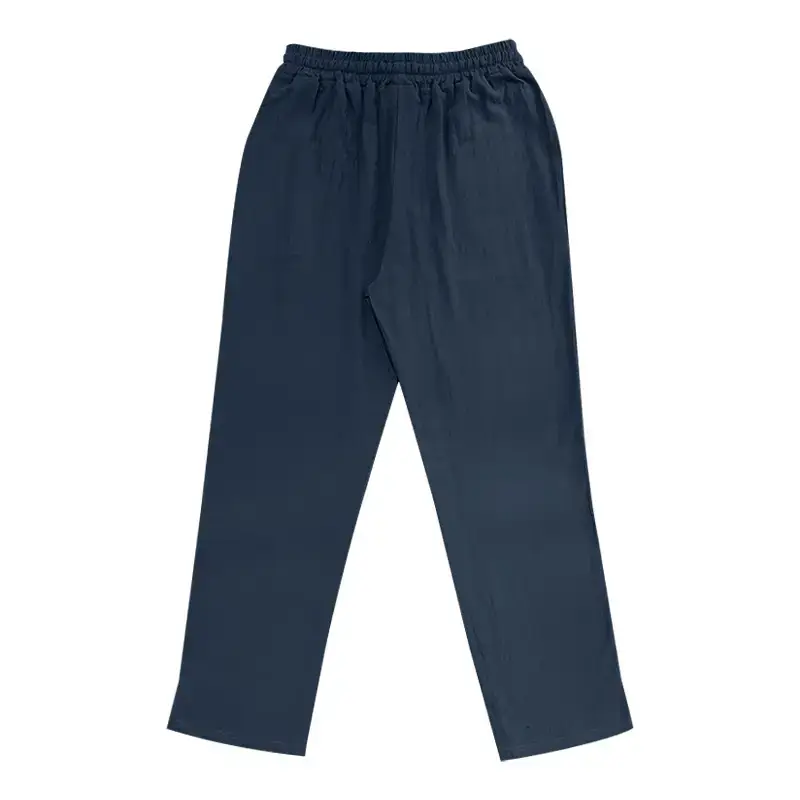 Men's White Hip-hop Casual Trousers Cotton Linen Loose Fit — feature 33