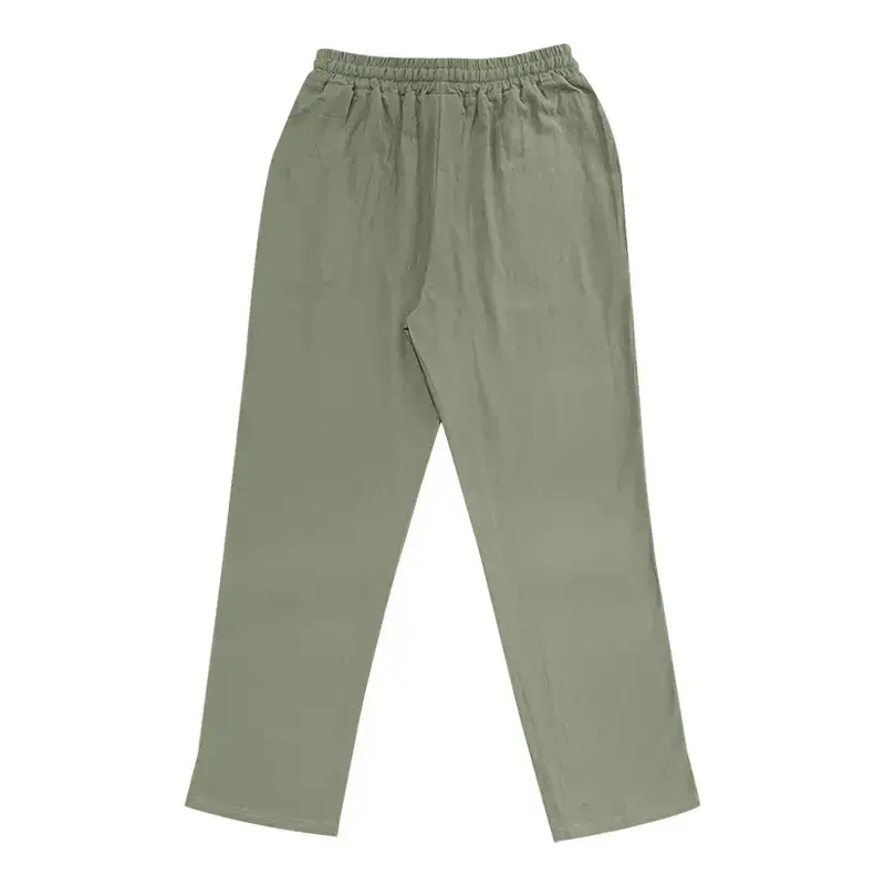 Men's White Hip-hop Casual Trousers Cotton Linen Loose Fit — feature 49