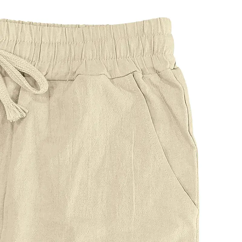 Men's White Hip-hop Casual Trousers Cotton Linen Loose Fit — feature 62