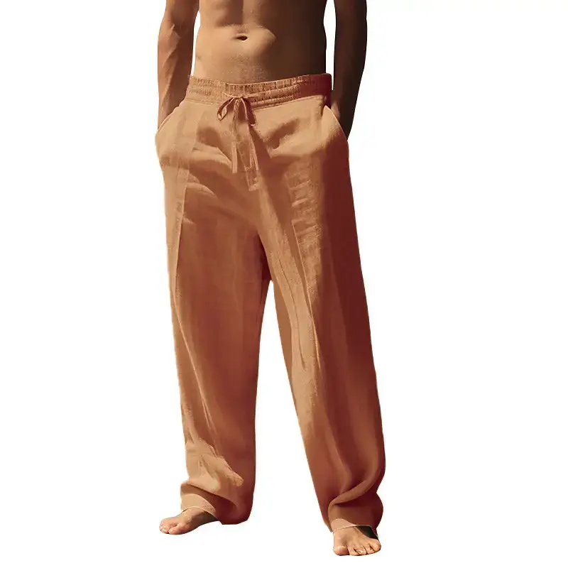 Men's White Hip-hop Casual Trousers Cotton Linen Loose Fit - Image 8