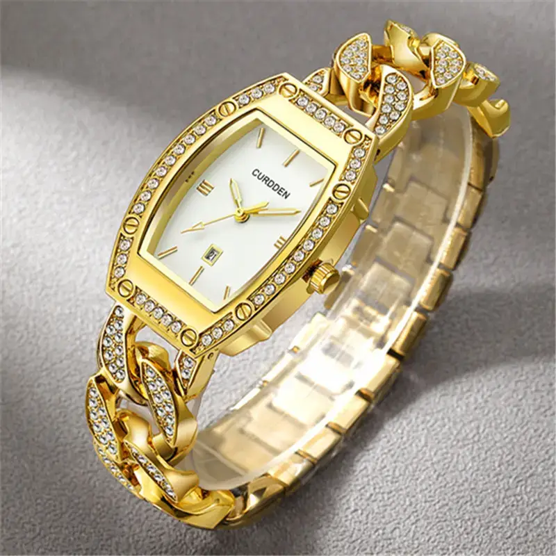 Gold Diamond Watch for Women Girls Luxury Date Quartz