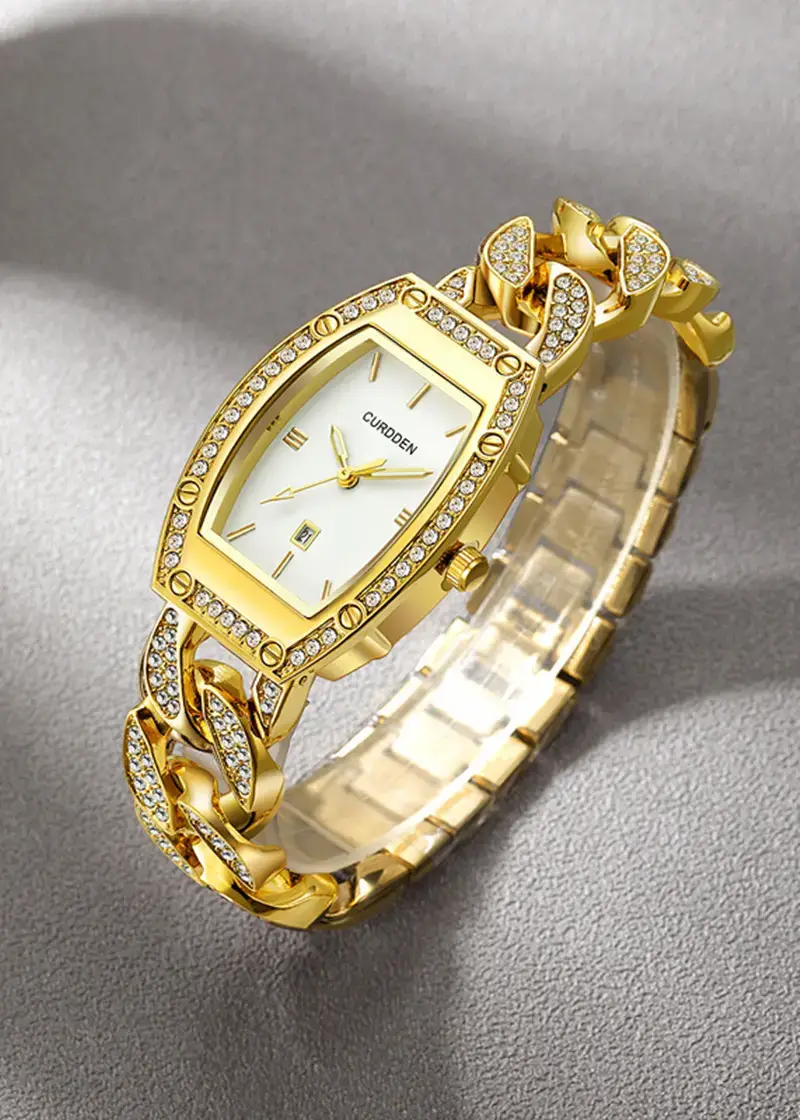 Gold Diamond Watch for Women Girls Luxury Date Quartz — feature 10