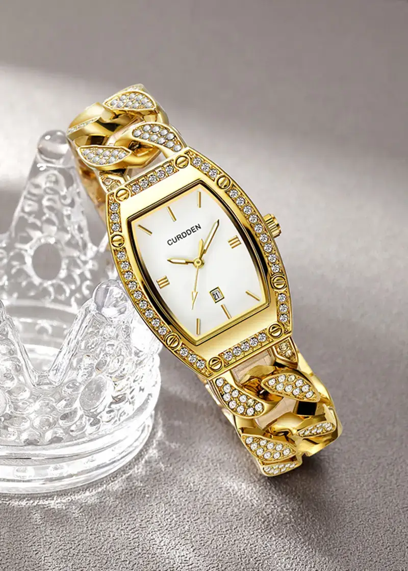 Gold Diamond Watch for Women Girls Luxury Date Quartz — feature 9