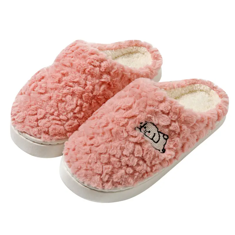 Autumn and Winter Cotton Slippers Women's Shit-feeling Plush Cartoon Couple's Home Room with Velvet Warm Moon Shoes for Men - Image 10