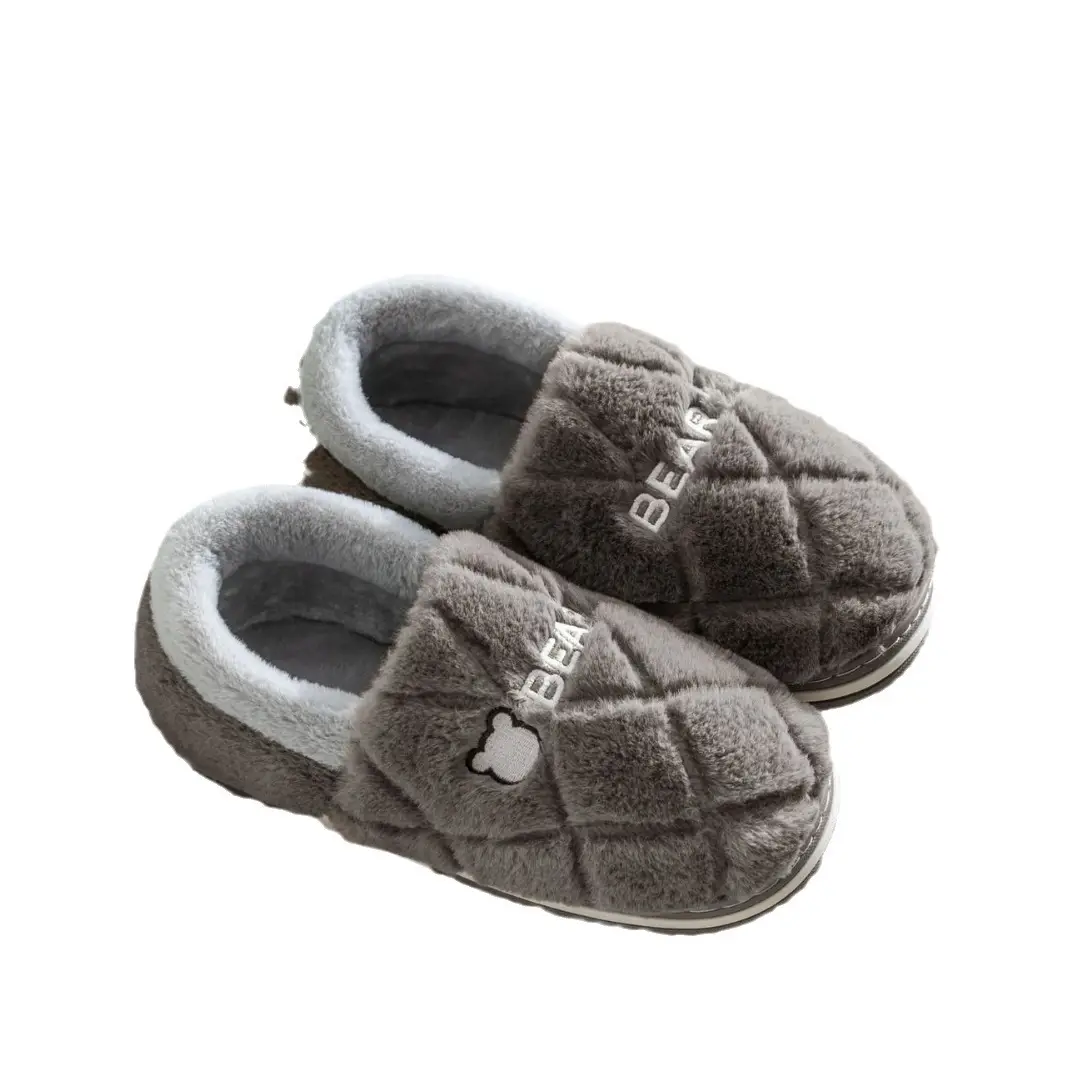 Men's cotton slippers winter bag heel indoor home men's warm fleece-lined home wool cotton shoes women wear winter - Image 9