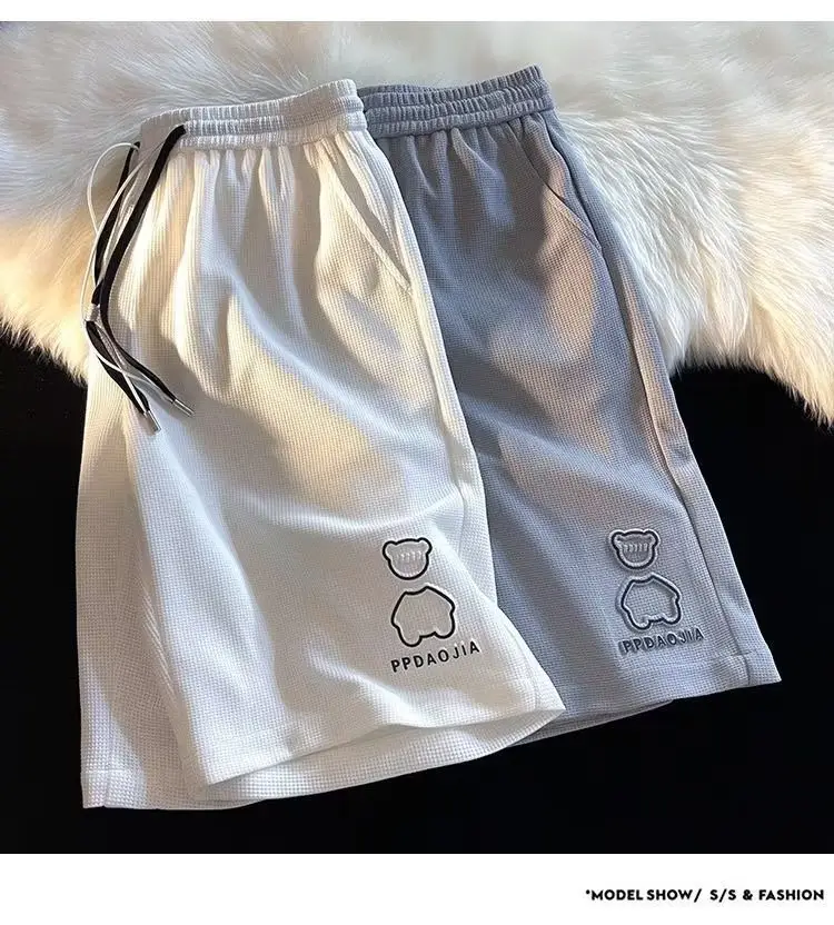 Men's White Cotton Shorts Loose Fit Summer Wear — feature 2