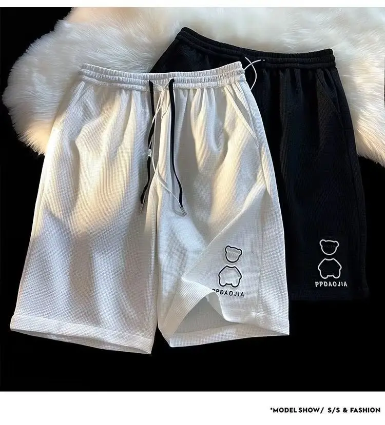 Men's White Cotton Shorts Loose Fit Summer Wear — feature 8