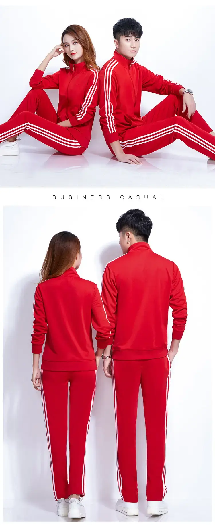 Men Black Track Suit with White Stripes — feature 12