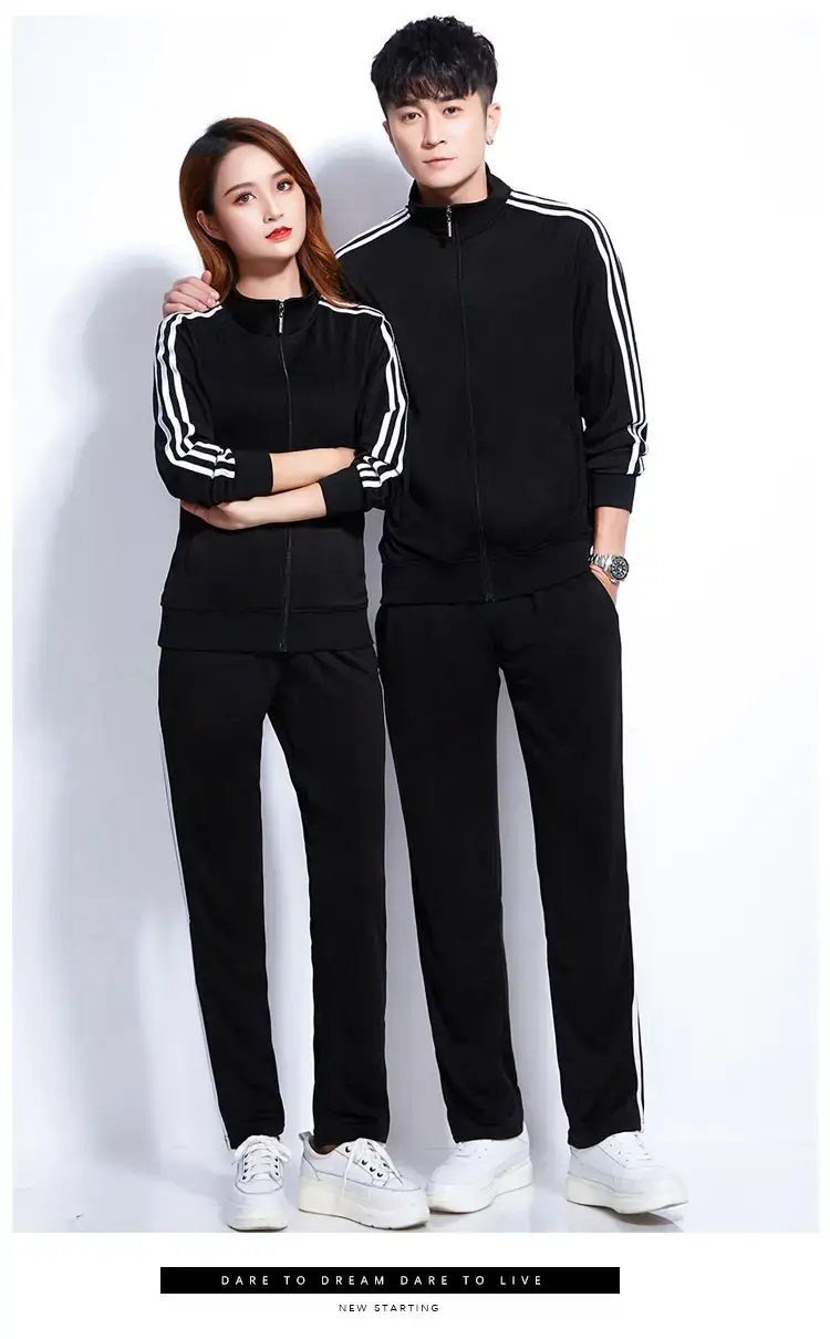 Men Black Track Suit with White Stripes — feature 16