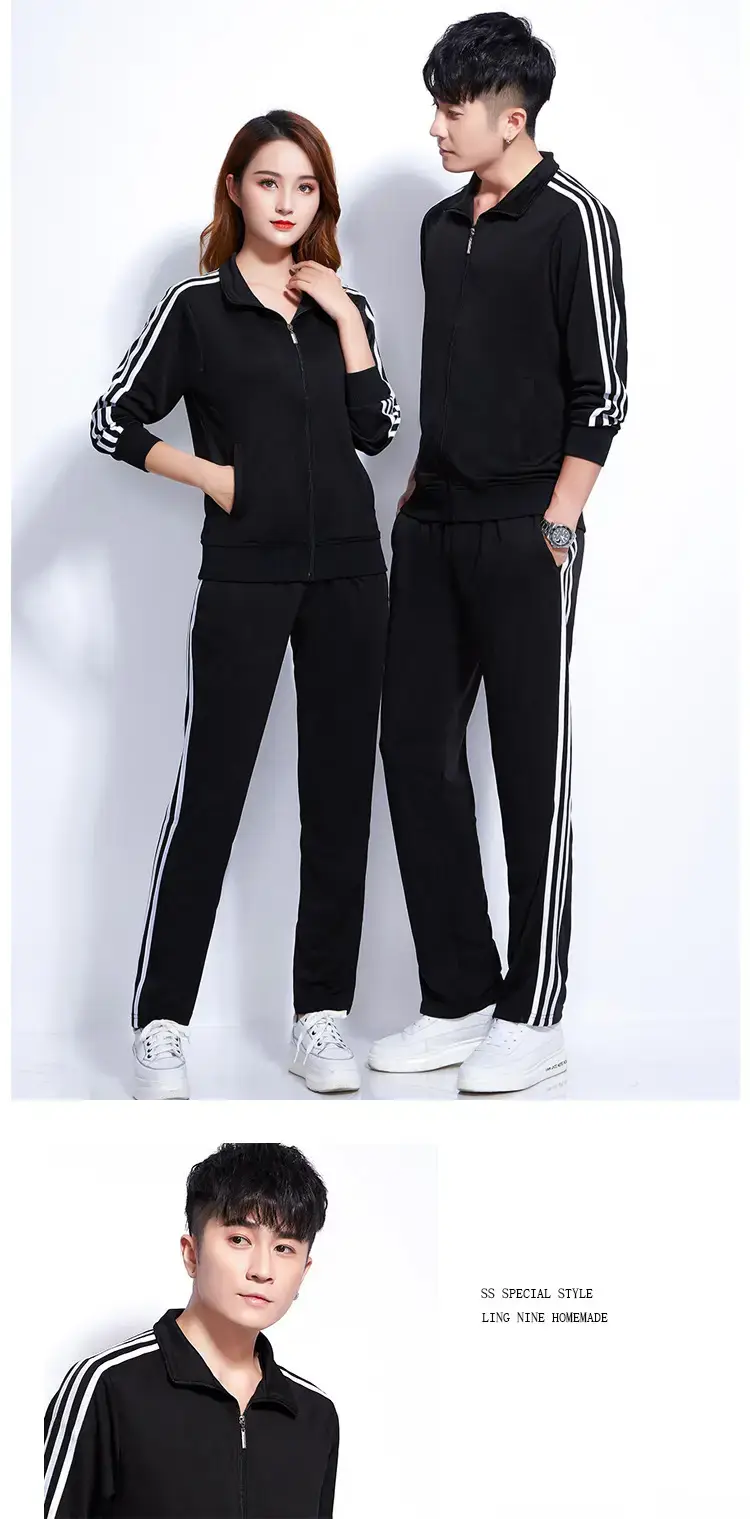 Men Black Track Suit with White Stripes — feature 18