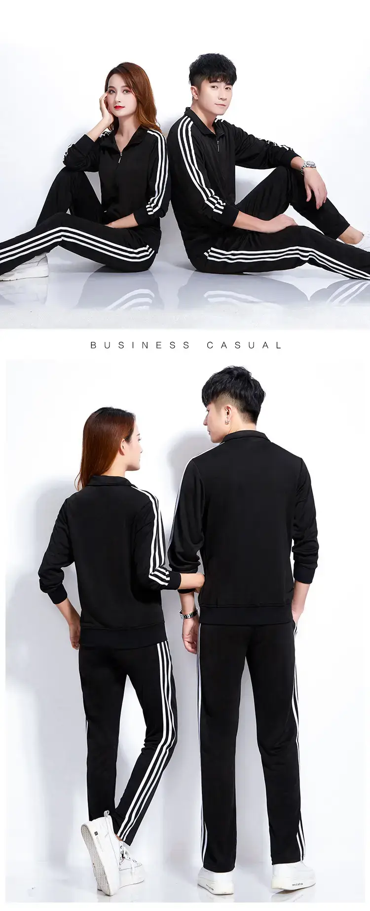 Men Black Track Suit with White Stripes — feature 20