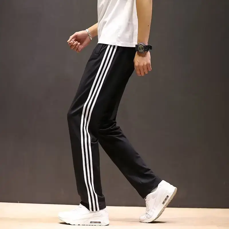 Men Black Track Suit with White Stripes - Image 35