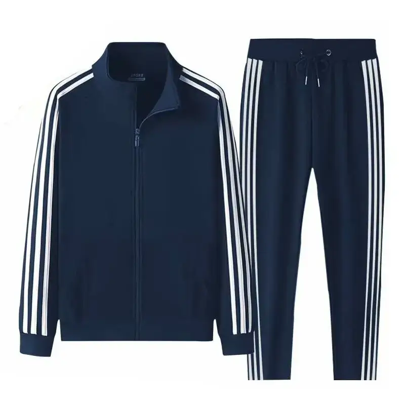 Men Black Track Suit with White Stripes - Image 25