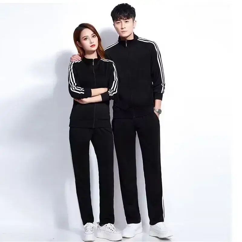 Men Black Track Suit with White Stripes - Image 9