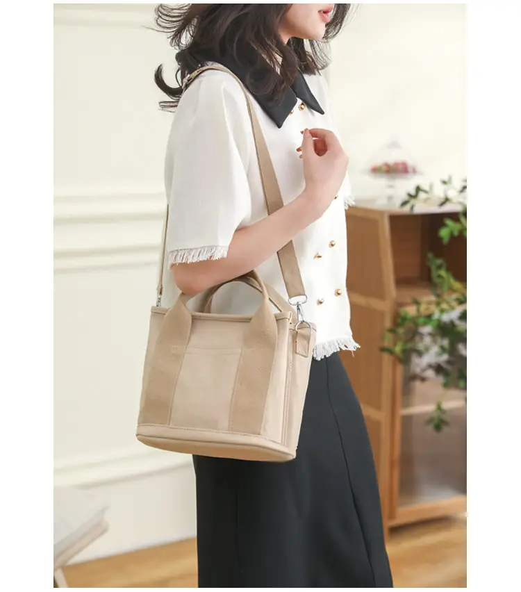 Women Black Canvas Shoulder Bag Multi Compartment Work Tote — feature 15