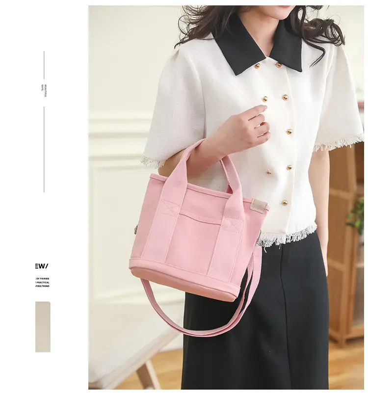 Women Black Canvas Shoulder Bag Multi Compartment Work Tote — feature 16