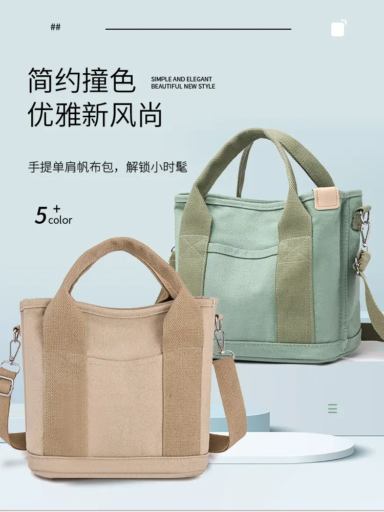 Women Black Canvas Shoulder Bag Multi Compartment Work Tote — feature 5