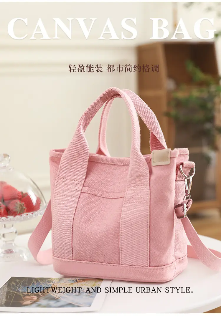 Women Black Canvas Shoulder Bag Multi Compartment Work Tote — feature 7