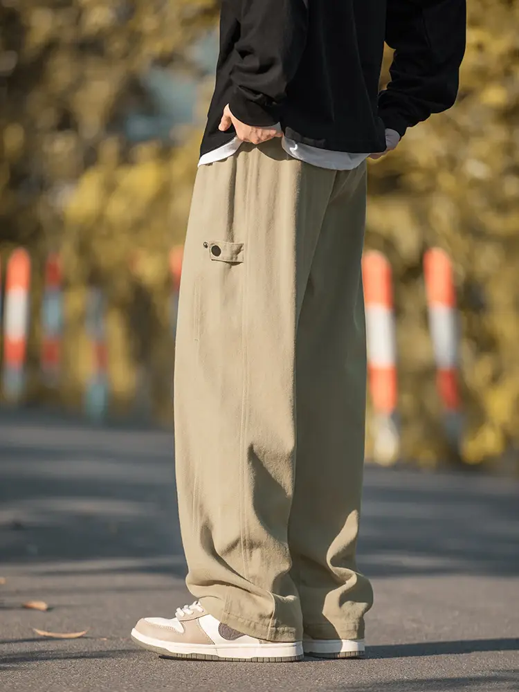 Hanlu Men's Pure Cotton Twill Pants Spring Adjustable Vintage