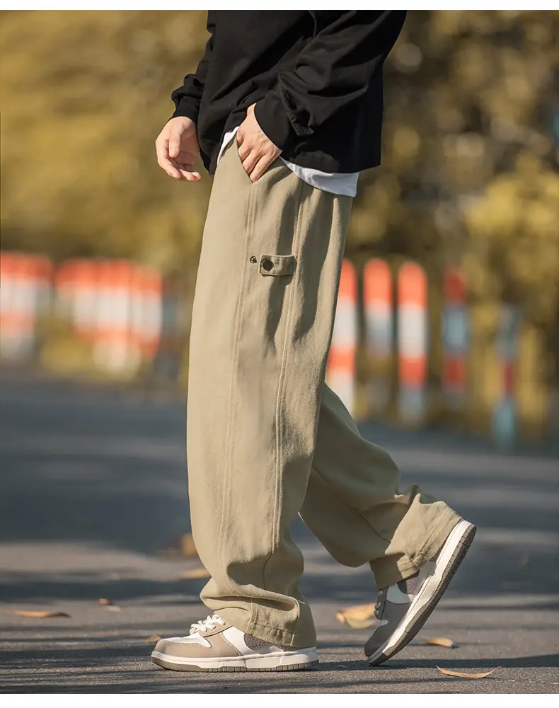 Hanlu Men's Pure Cotton Twill Pants Spring Adjustable Vintage — feature 11