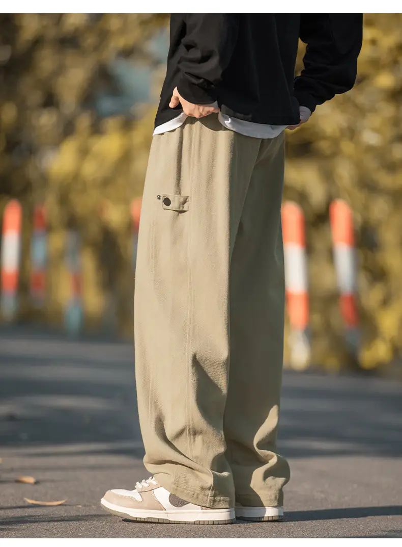 Hanlu Men's Pure Cotton Twill Pants Spring Adjustable Vintage — feature 12