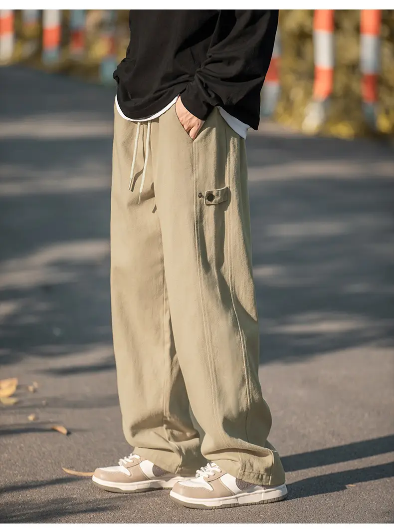 Hanlu Men's Pure Cotton Twill Pants Spring Adjustable Vintage — feature 13