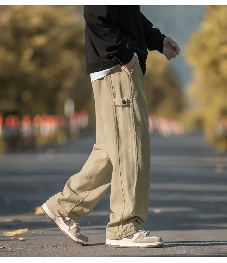Hanlu Men's Pure Cotton Twill Pants Spring Adjustable Vintage — feature 14