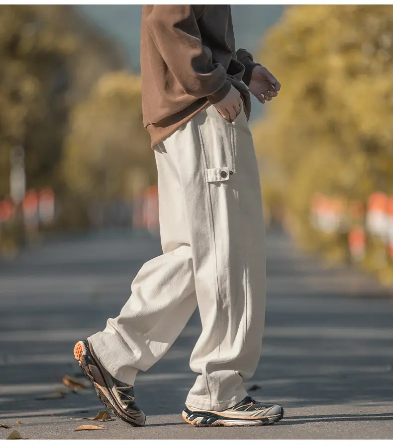 Hanlu Men's Pure Cotton Twill Pants Spring Adjustable Vintage — feature 18