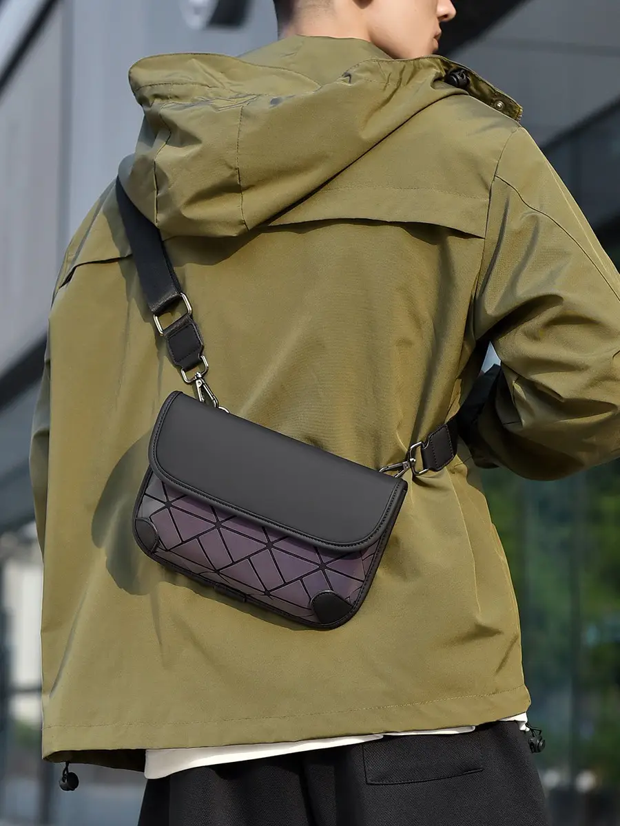 Men's Rhombic Crossbody Bag Olive Green Ultra Thin
