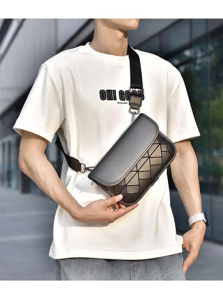 Men's Rhombic Crossbody Bag Olive Green Ultra Thin — feature 15