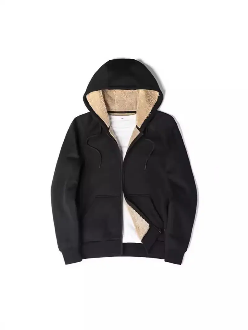 Men's Black Fleece Hooded Sweatshirt Track Suit - Image 40