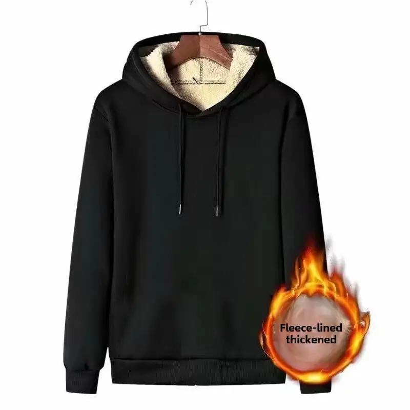 Men's Black Fleece Hooded Sweatshirt Track Suit - Image 22