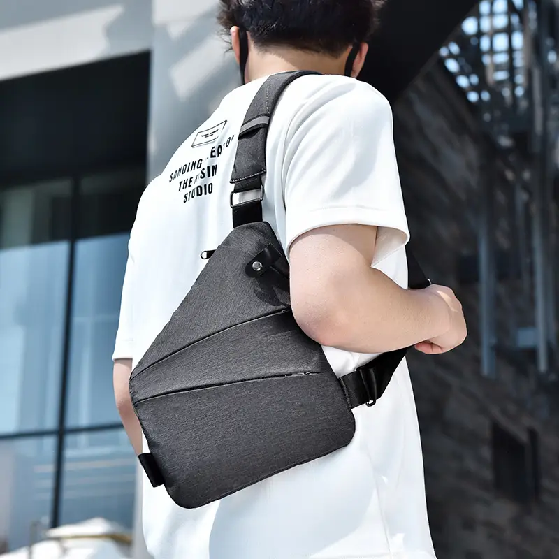 Men's Grey Shoulder Bag Travel Casual Wholesale - Image 5