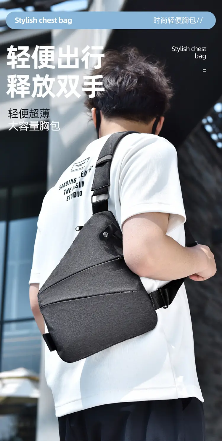 Men's Grey Shoulder Bag Travel Casual Wholesale — feature 1