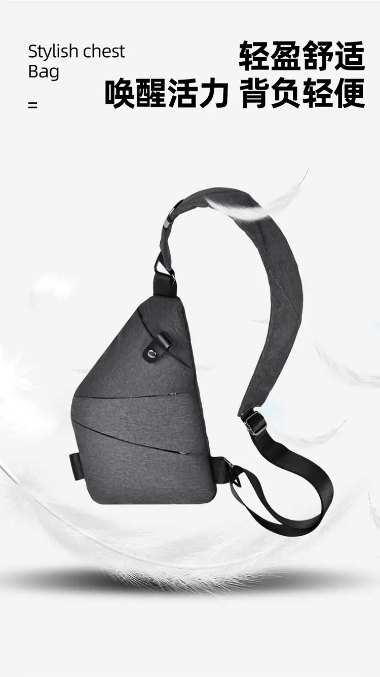 Men's Grey Shoulder Bag Travel Casual Wholesale — feature 8