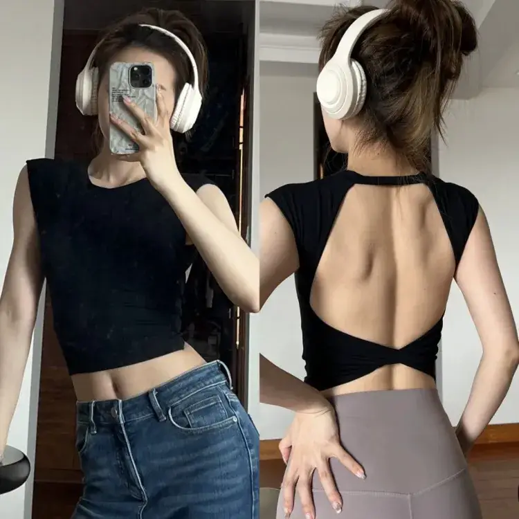Women's Large Backless Yoga Vest Fixed Chest Pad - Image 7