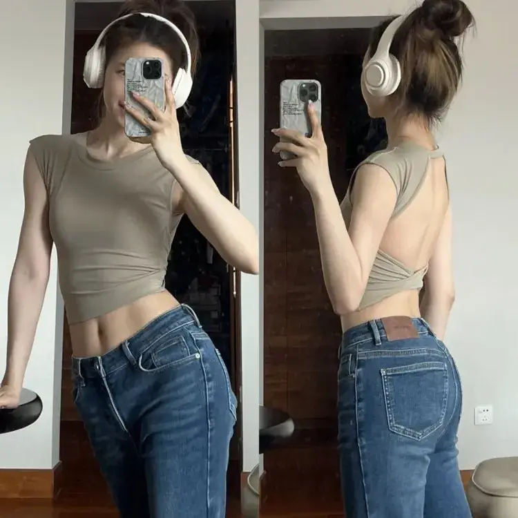 Women's Large Backless Yoga Vest Fixed Chest Pad - Image 9